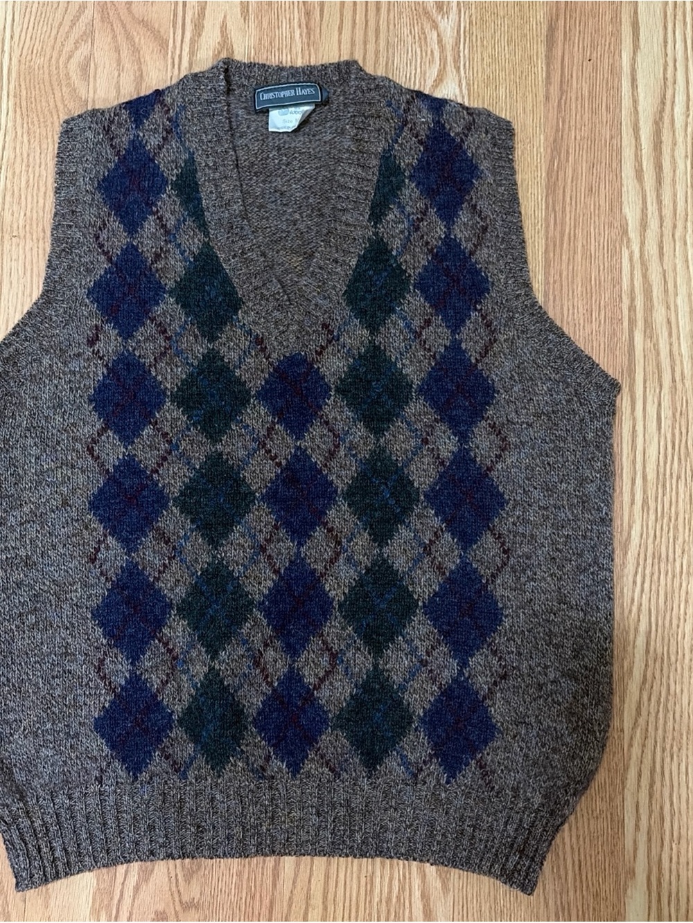 Christopher & Banks Men's Brown Argyle Wool Vest